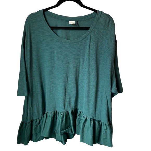 Anthropologie Tops - Anthropologie Size XL green baby doll Ruffle blouse EUC extra large